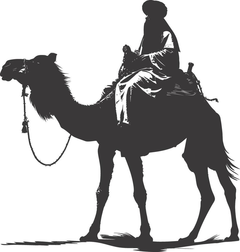 ai gegenereerd silhouet van een Arabisch persoon vervelend een tulband zwart kleur enkel en alleen vector