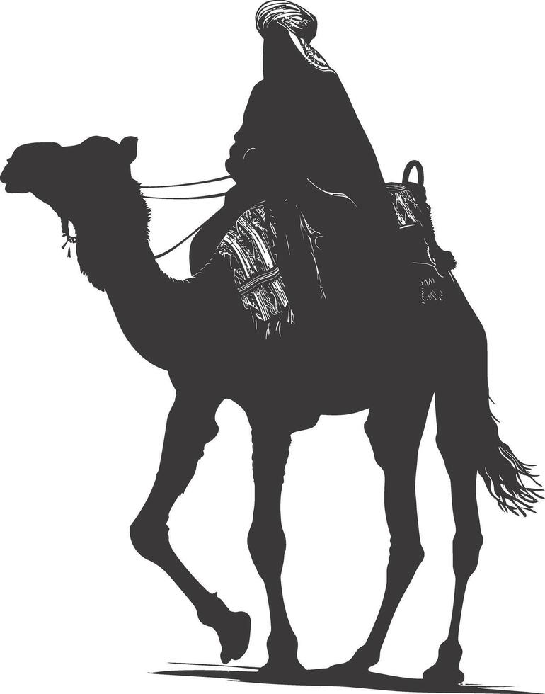 ai gegenereerd silhouet van een Arabisch persoon vervelend een tulband zwart kleur enkel en alleen vector