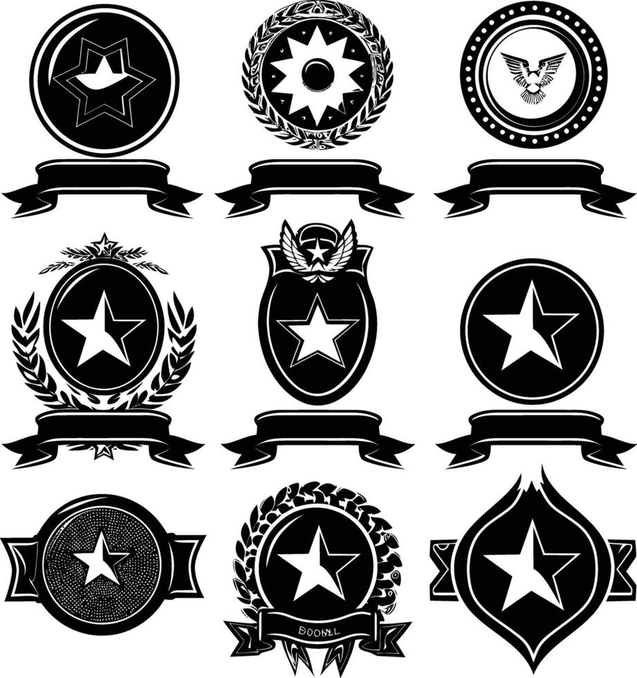 ai gegenereerd silhouet wijnoogst retro badges en medaille element zwart kleur enkel en alleen vector