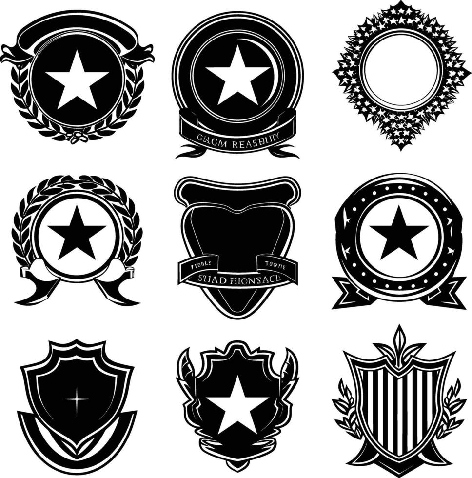 ai gegenereerd silhouet wijnoogst retro badges en medaille element zwart kleur enkel en alleen vector