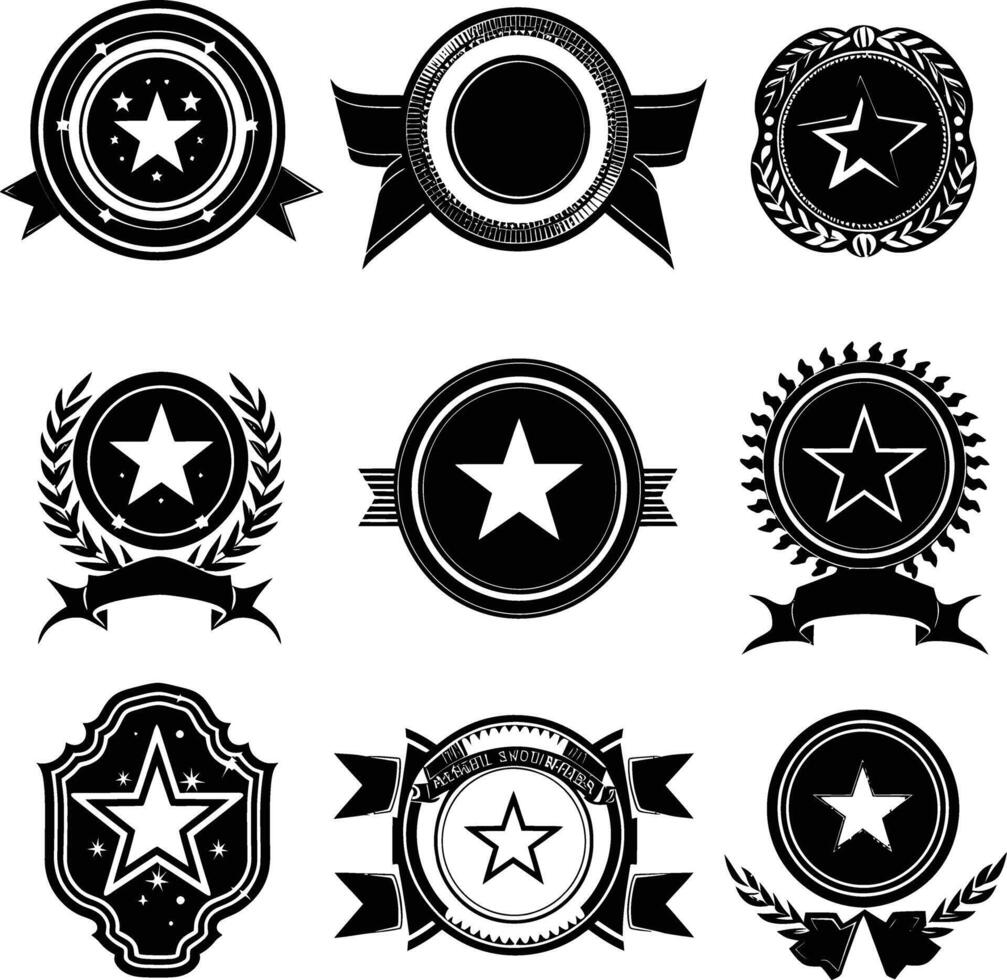 ai gegenereerd silhouet wijnoogst retro badges en medaille element zwart kleur enkel en alleen vector