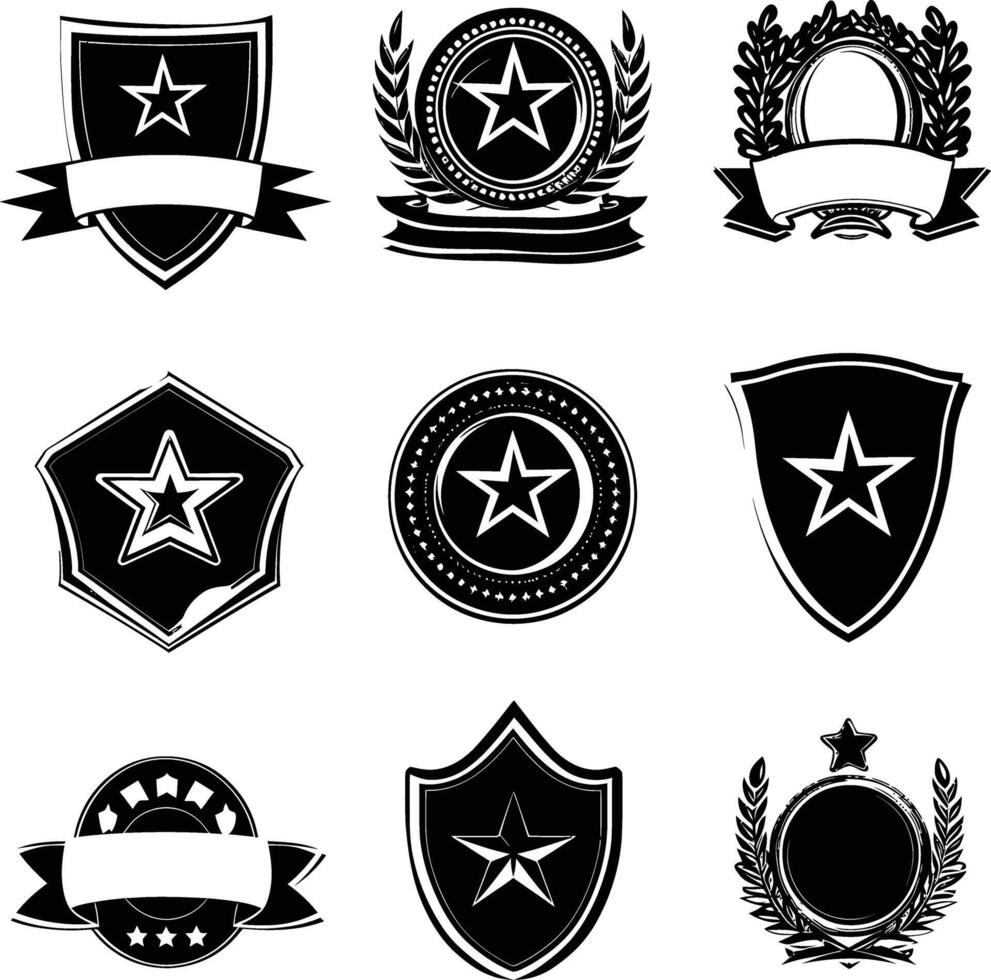 ai gegenereerd silhouet wijnoogst retro badges en medaille element zwart kleur enkel en alleen vector