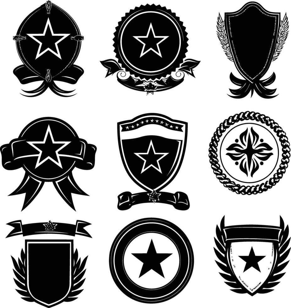 ai gegenereerd silhouet wijnoogst retro badges en medaille element zwart kleur enkel en alleen vector