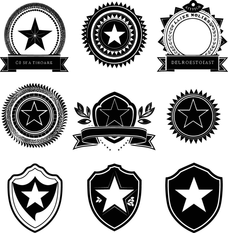 ai gegenereerd silhouet wijnoogst retro badges en medaille element zwart kleur enkel en alleen vector