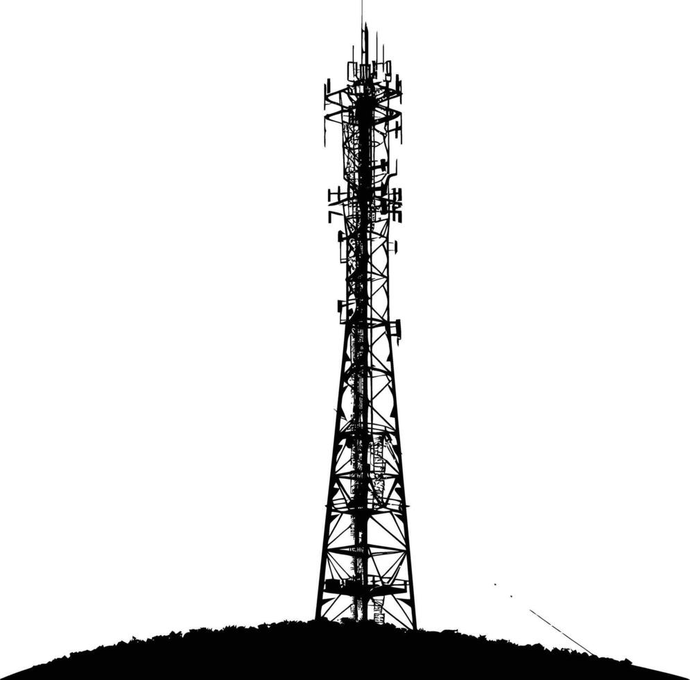 ai gegenereerd silhouet telecommunicatieverbinding toren zwart kleur enkel en alleen vector