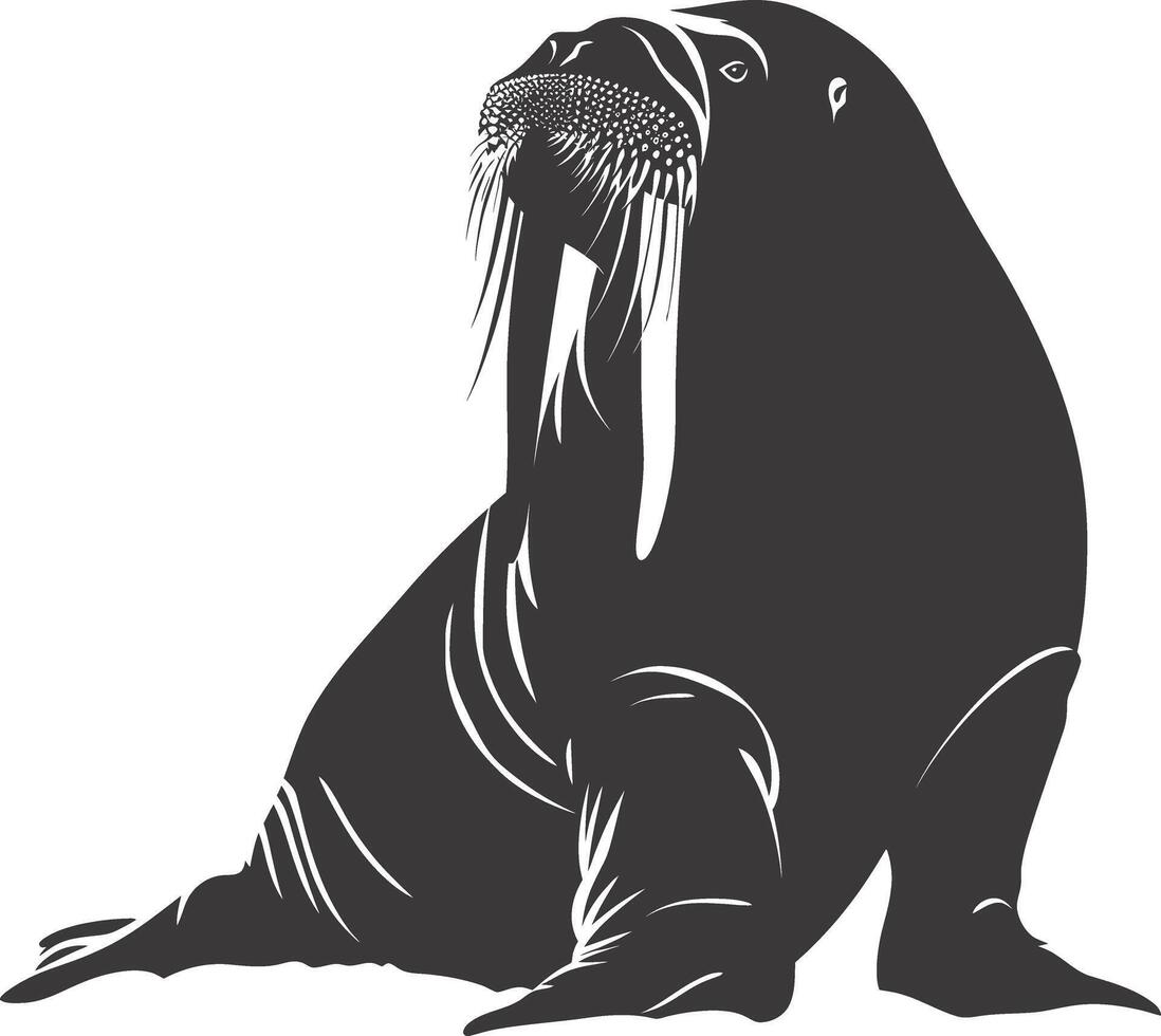 ai gegenereerd silhouet walrus dier zwart kleur enkel en alleen vol lichaam vector