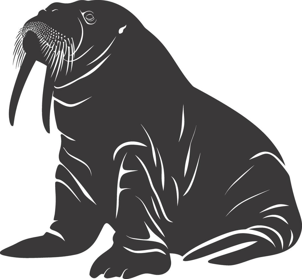 ai gegenereerd silhouet walrus dier zwart kleur enkel en alleen vol lichaam vector