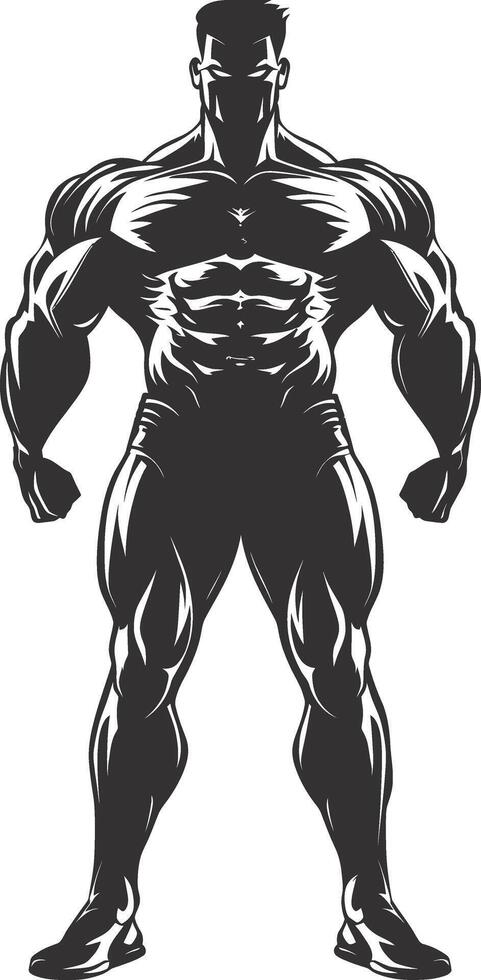 ai gegenereerd silhouet bodybuilding zwart kleur enkel en alleen vol lichaam vector