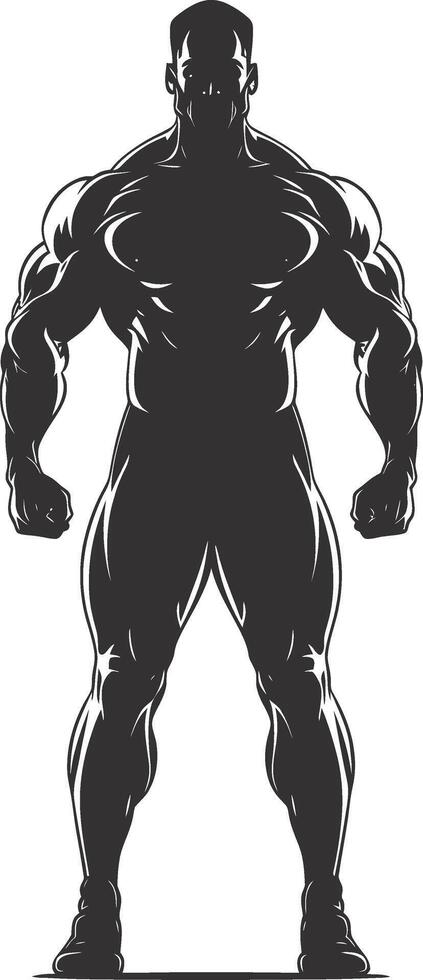 ai gegenereerd silhouet bodybuilding zwart kleur enkel en alleen vol lichaam vector