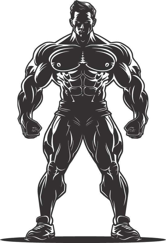 ai gegenereerd silhouet bodybuilding zwart kleur enkel en alleen vol lichaam vector