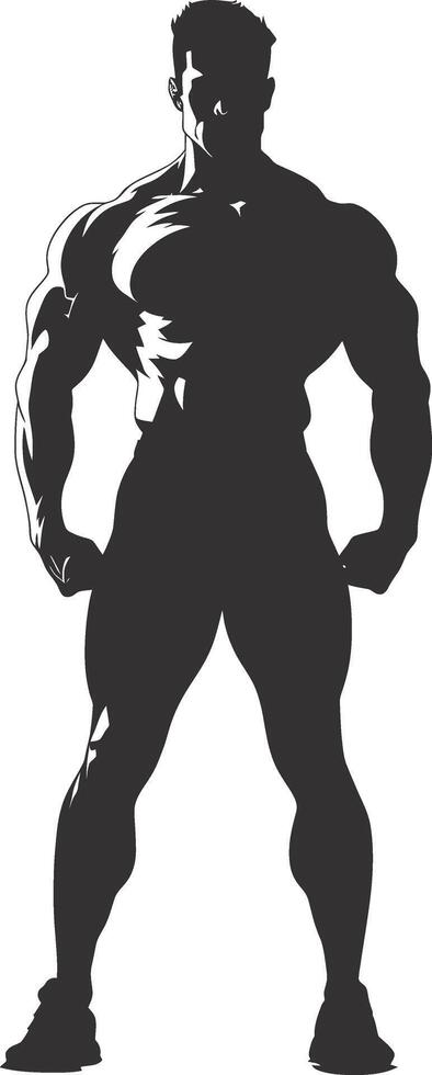 ai gegenereerd silhouet bodybuilding zwart kleur enkel en alleen vol lichaam vector