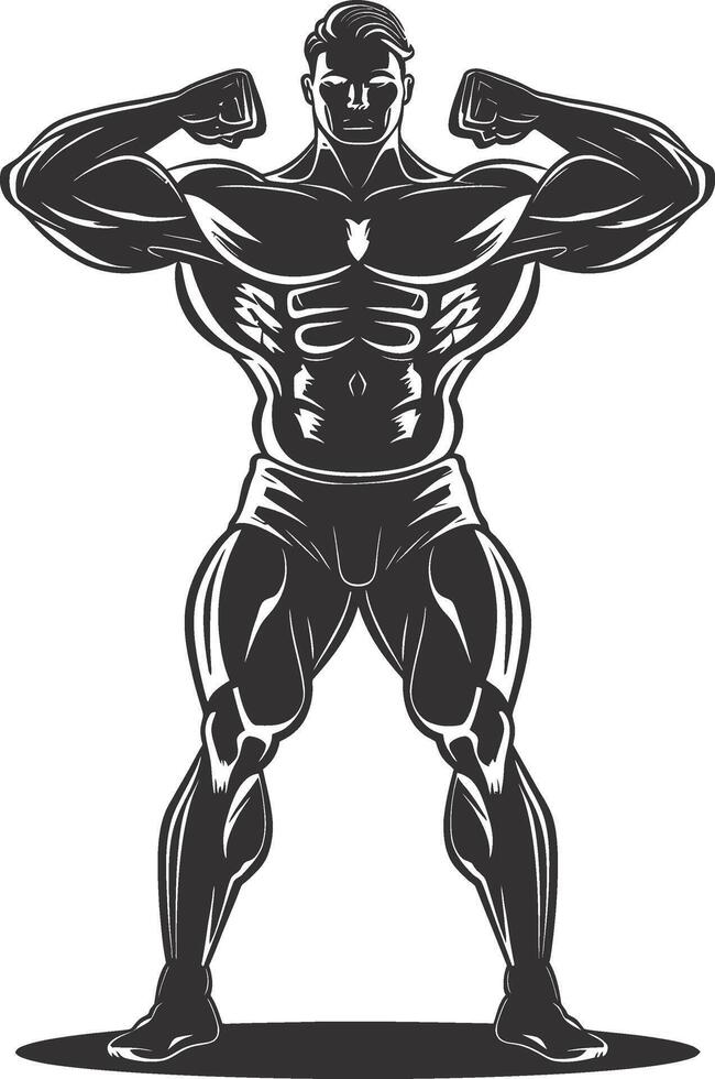 ai gegenereerd silhouet bodybuilding buigen lichaam spier zwart kleur enkel en alleen vector