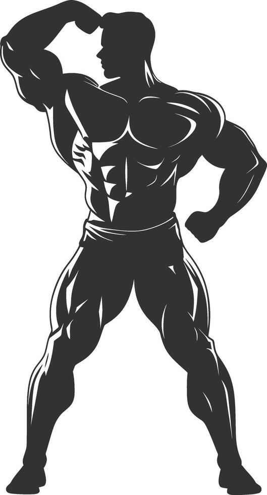 ai gegenereerd silhouet bodybuilding buigen lichaam spier zwart kleur enkel en alleen vector