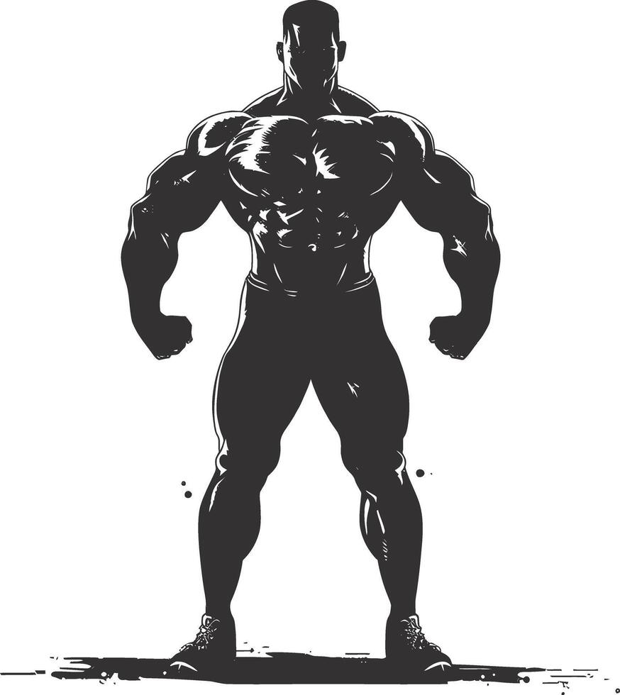 ai gegenereerd silhouet bodybuilding buigen lichaam spier zwart kleur enkel en alleen vector