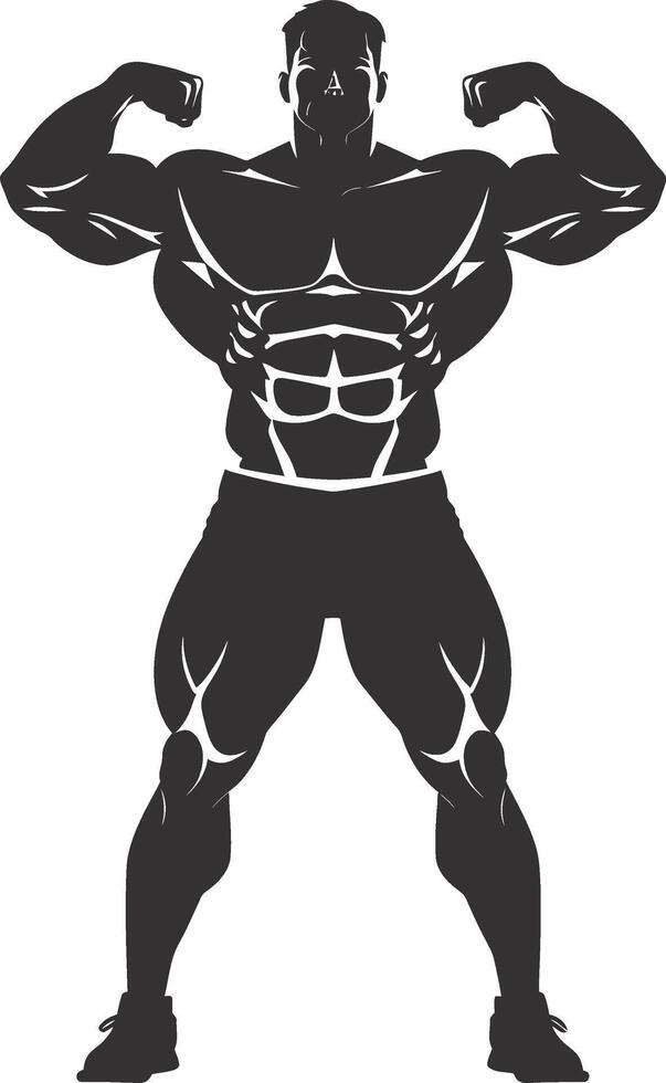 ai gegenereerd silhouet bodybuilding buigen lichaam spier zwart kleur enkel en alleen vector