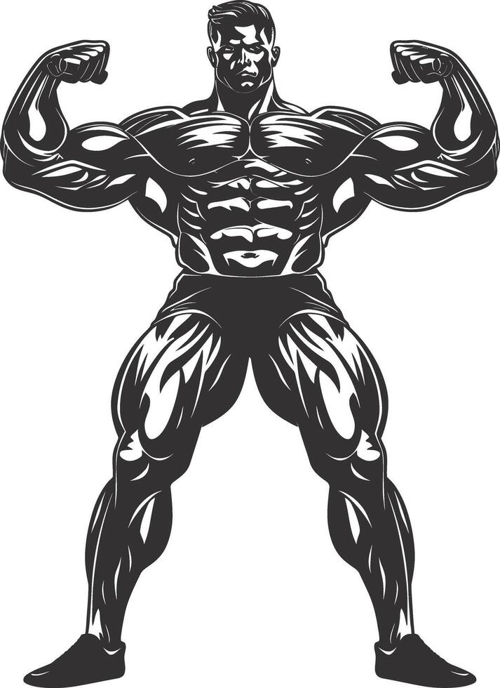 ai gegenereerd silhouet bodybuilding buigen lichaam spier zwart kleur enkel en alleen vector