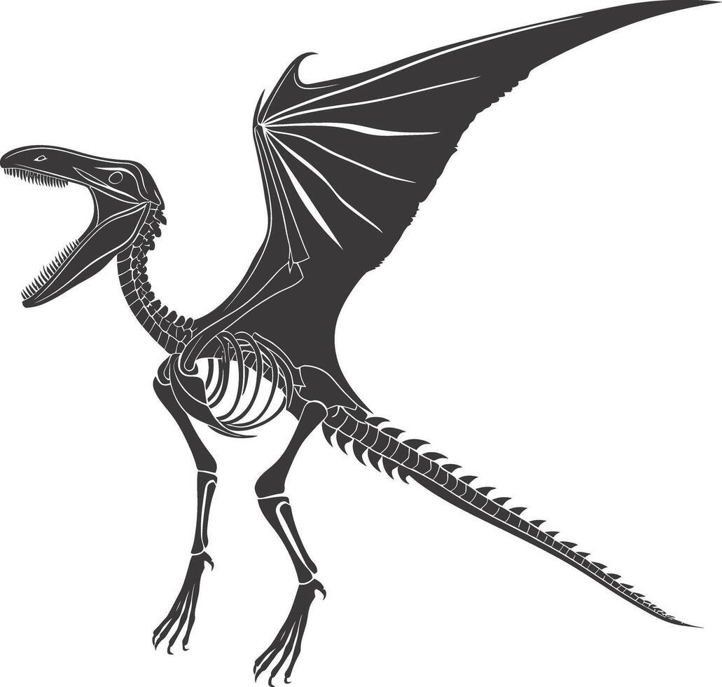 ai gegenereerd silhouet dinosaurus pterodactyl skelet zwart kleur enkel en alleen vector