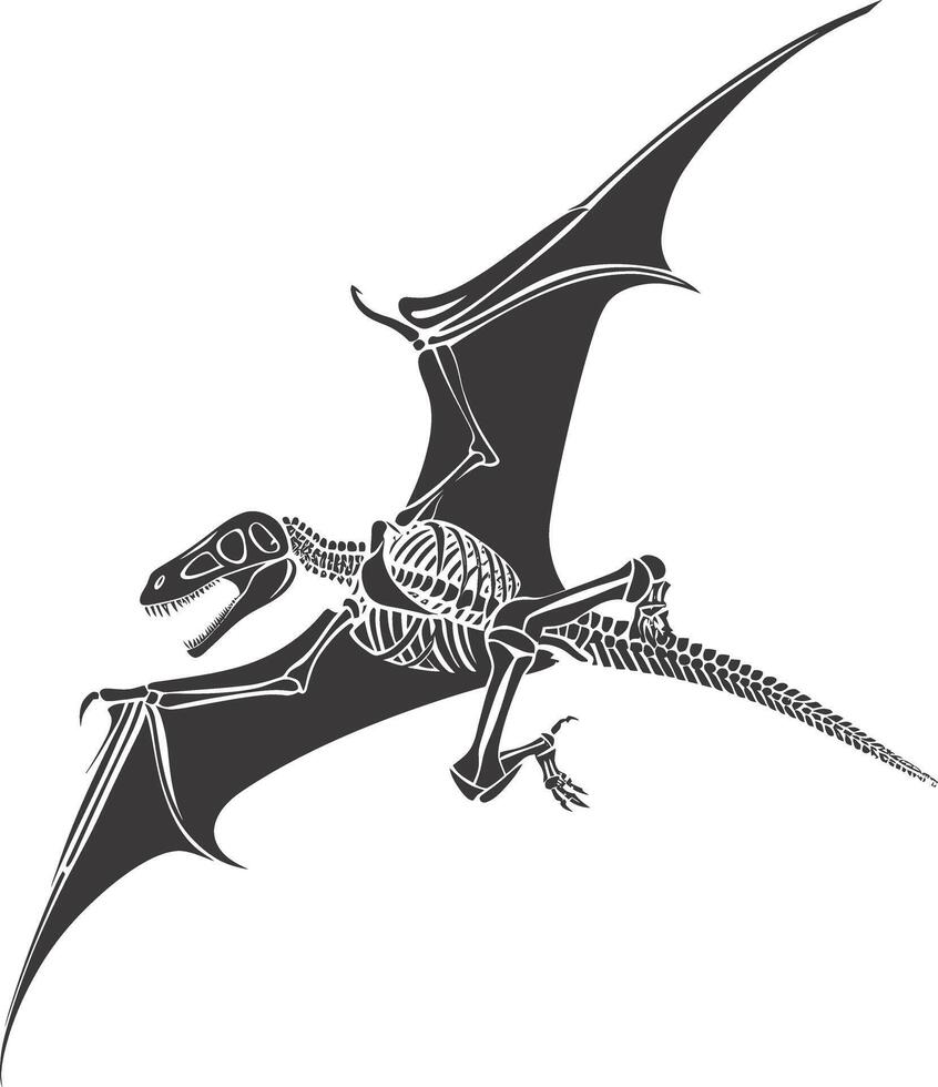 ai gegenereerd silhouet dinosaurus pterodactyl skelet zwart kleur enkel en alleen vector