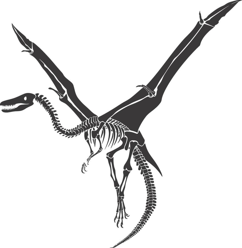 ai gegenereerd silhouet dinosaurus pterodactyl skelet zwart kleur enkel en alleen vector