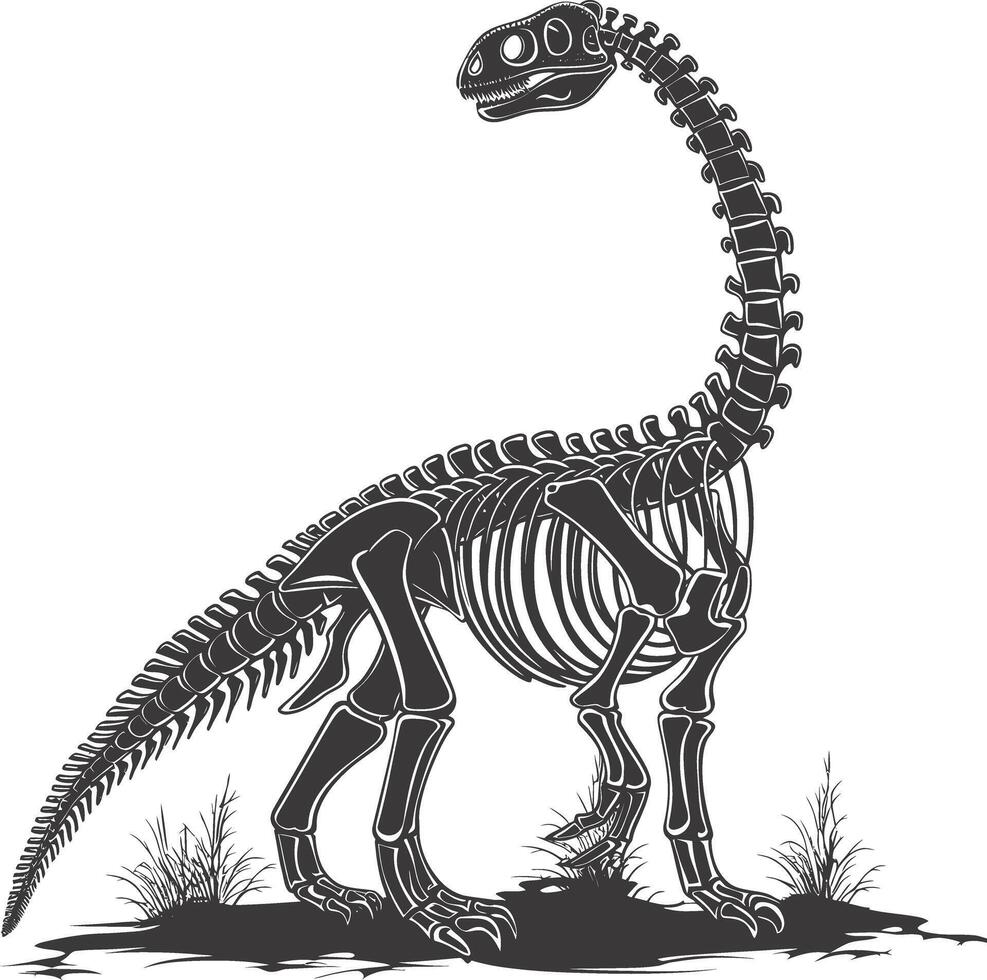 ai gegenereerd silhouet dinosaurus skelet zwart kleur enkel en alleen vector