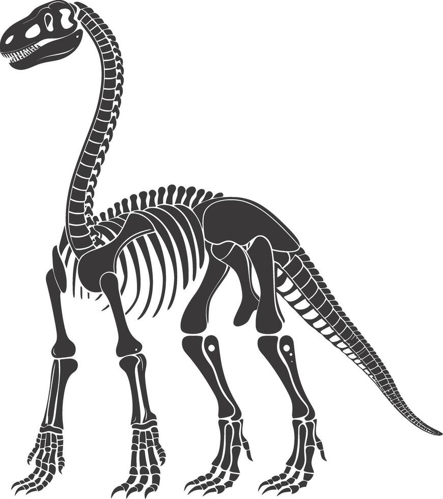 ai gegenereerd silhouet dinosaurus skelet zwart kleur enkel en alleen vector