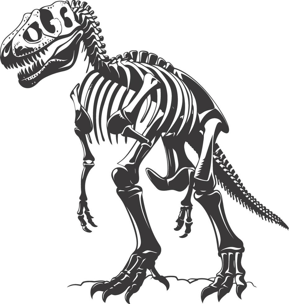 ai gegenereerd silhouet dinosaurus skelet zwart kleur enkel en alleen vector