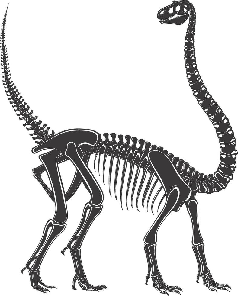 ai gegenereerd silhouet dinosaurus skelet zwart kleur enkel en alleen vector