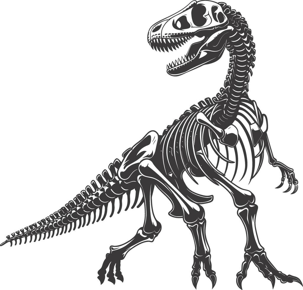 ai gegenereerd silhouet dinosaurus skelet zwart kleur enkel en alleen vector