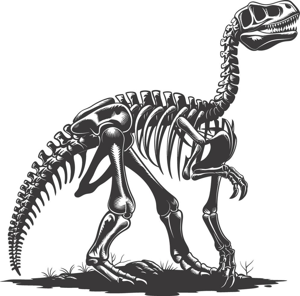 ai gegenereerd silhouet dinosaurus skelet zwart kleur enkel en alleen vector