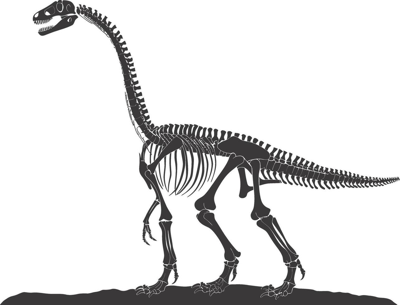 ai gegenereerd silhouet dinosaurus skelet zwart kleur enkel en alleen vector