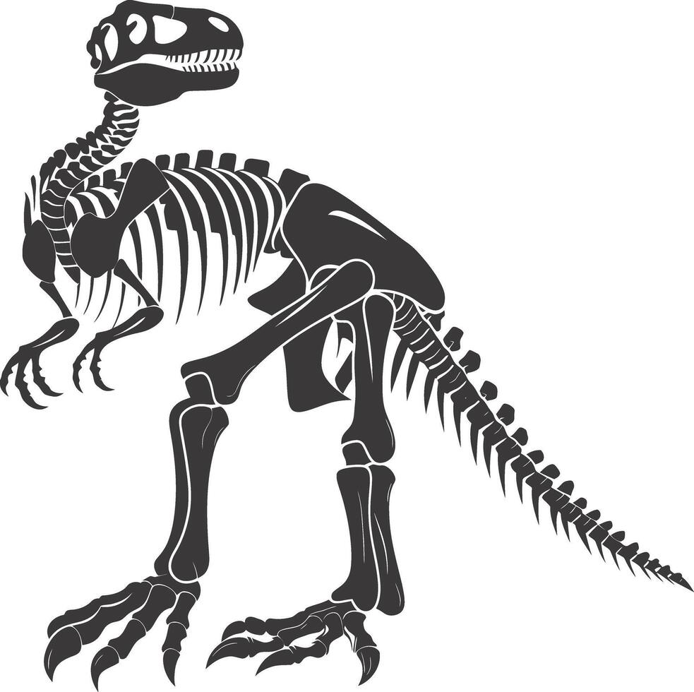 ai gegenereerd silhouet dinosaurus skelet zwart kleur enkel en alleen vector