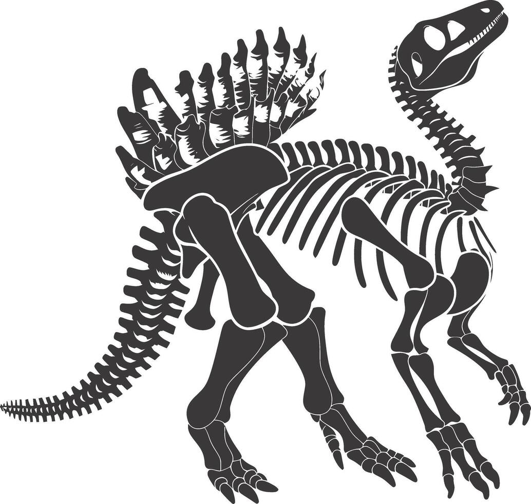 ai gegenereerd silhouet dinosaurus skelet zwart kleur enkel en alleen vector