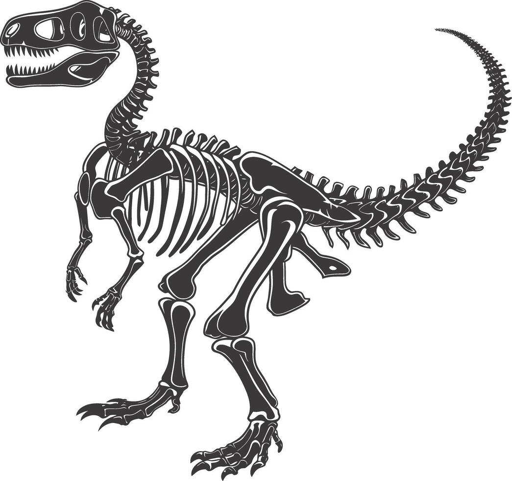 ai gegenereerd silhouet dinosaurus skelet zwart kleur enkel en alleen vector