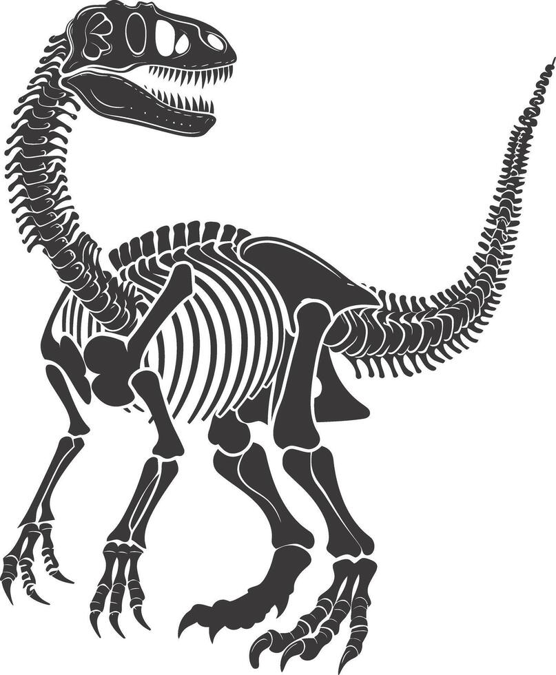 ai gegenereerd silhouet dinosaurus skelet zwart kleur enkel en alleen vector