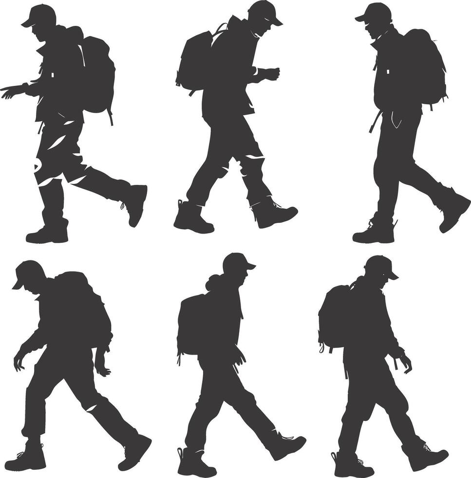 ai gegenereerd silhouet wandelen Mens activiteiten zwart kleur enkel en alleen vol lichaam vector