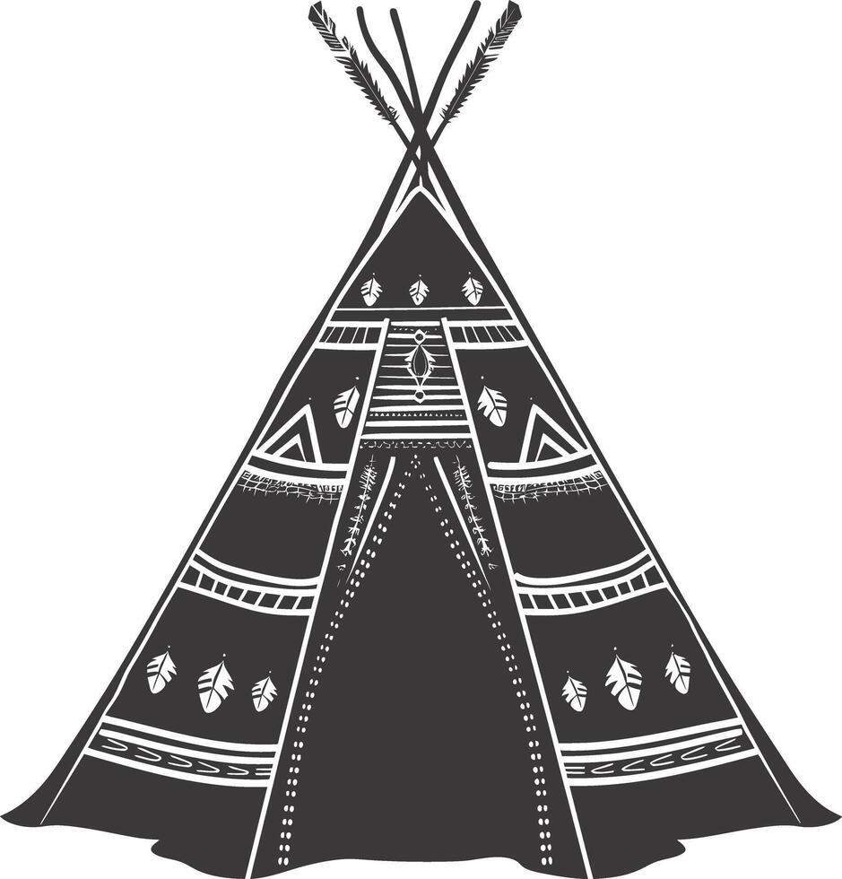 ai gegenereerd silhouet Indisch tribal tent zwart kleur enkel en alleen vol vector