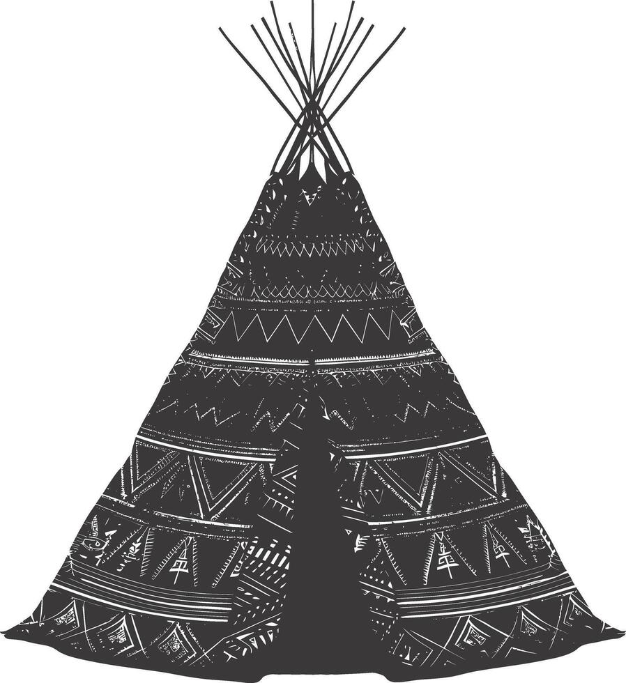 ai gegenereerd silhouet Indisch tribal tent zwart kleur enkel en alleen vol vector