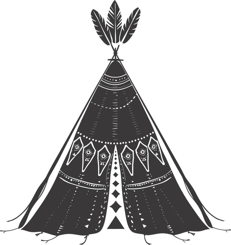 ai gegenereerd silhouet Indisch tribal tent zwart kleur enkel en alleen vol vector