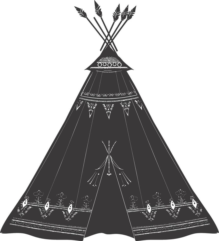 ai gegenereerd silhouet Indisch tribal tent zwart kleur enkel en alleen vol vector