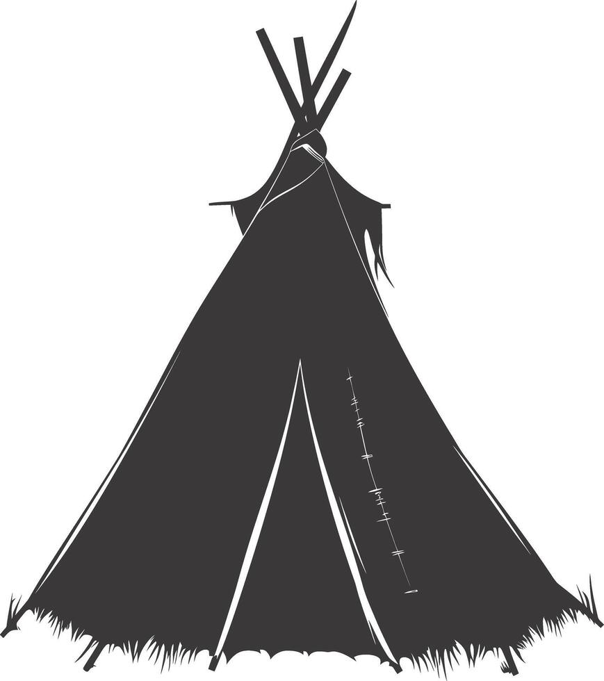 ai gegenereerd silhouet Indisch tribal tent zwart kleur enkel en alleen vol vector