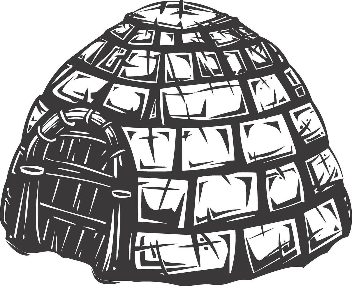 ai gegenereerd silhouet iglo de Eskimo tribal huis zwart kleur vector