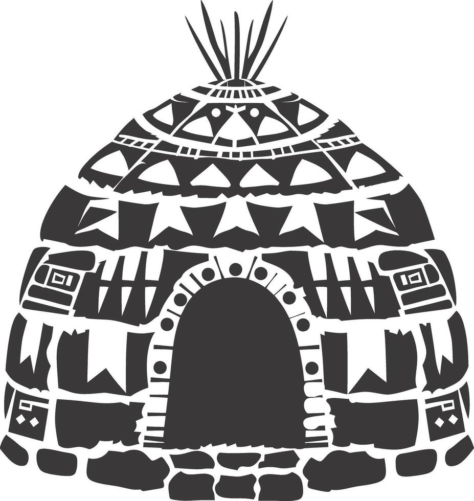 ai gegenereerd silhouet iglo de Eskimo tribal huis zwart kleur vector