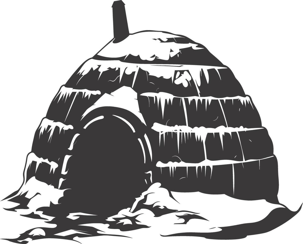 ai gegenereerd silhouet iglo de Eskimo tribal huis zwart kleur vector