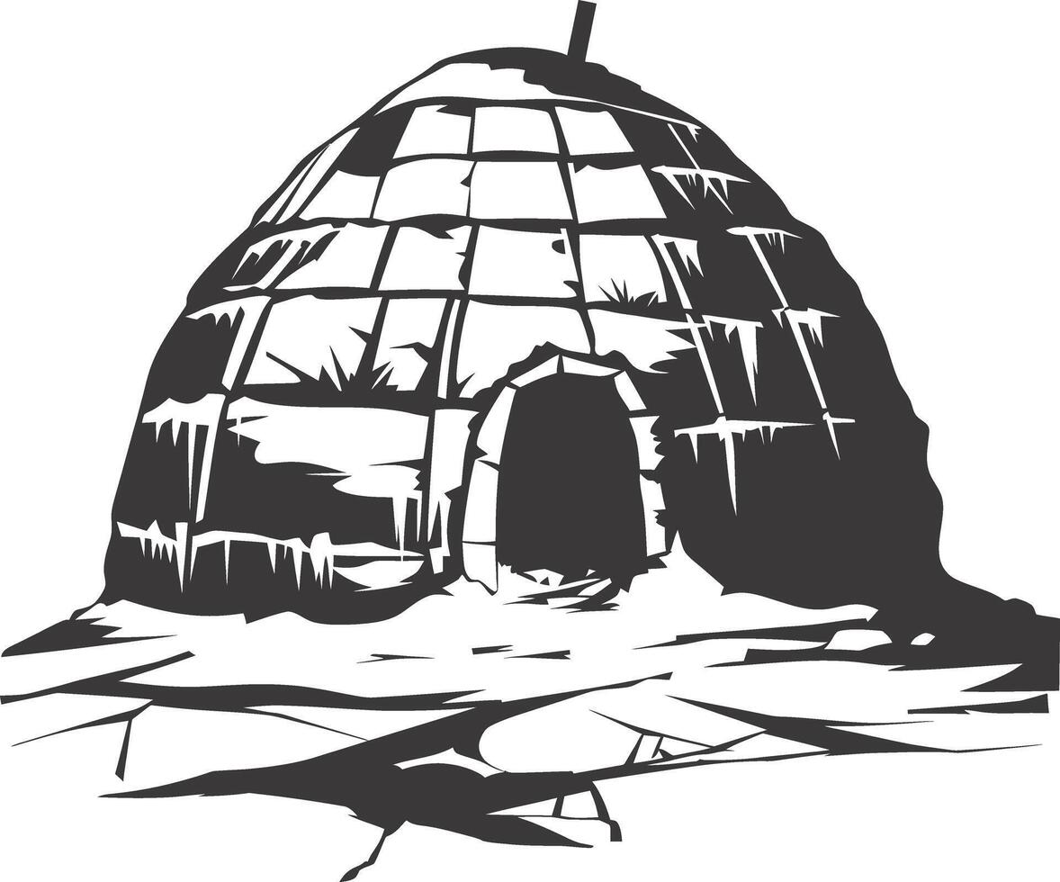 ai gegenereerd silhouet iglo de Eskimo tribal huis zwart kleur vector