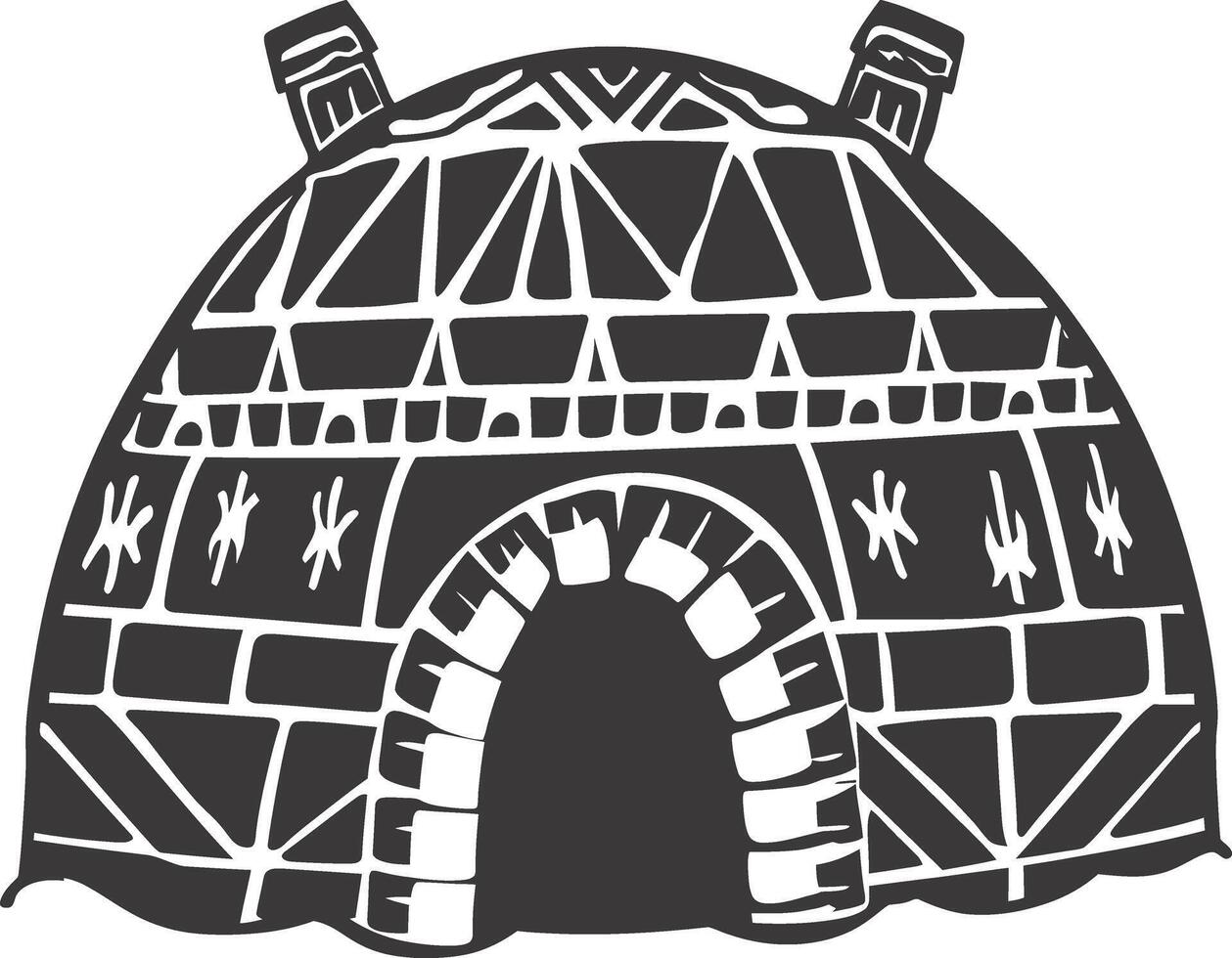 ai gegenereerd silhouet iglo de Eskimo tribal huis zwart kleur vector