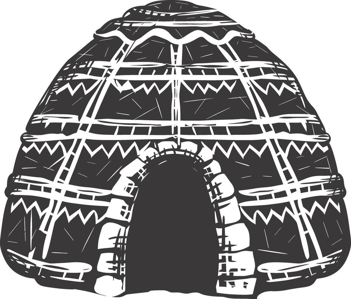 ai gegenereerd silhouet iglo de Eskimo tribal huis zwart kleur vector