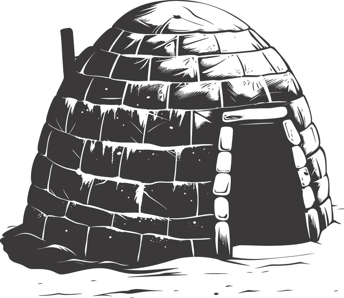 ai gegenereerd silhouet iglo de Eskimo tribal huis zwart kleur vector