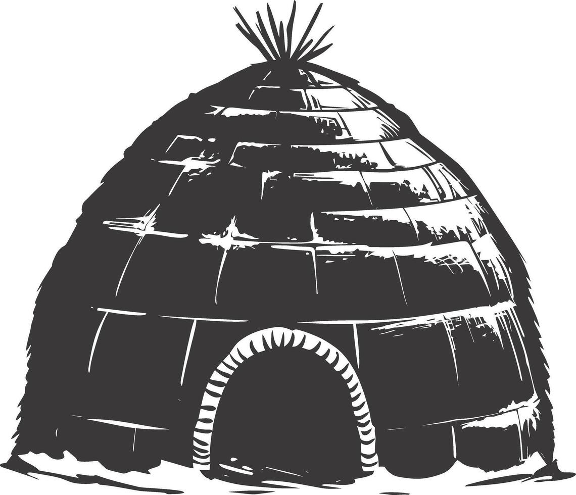 ai gegenereerd silhouet iglo de Eskimo tribal huis zwart kleur vector