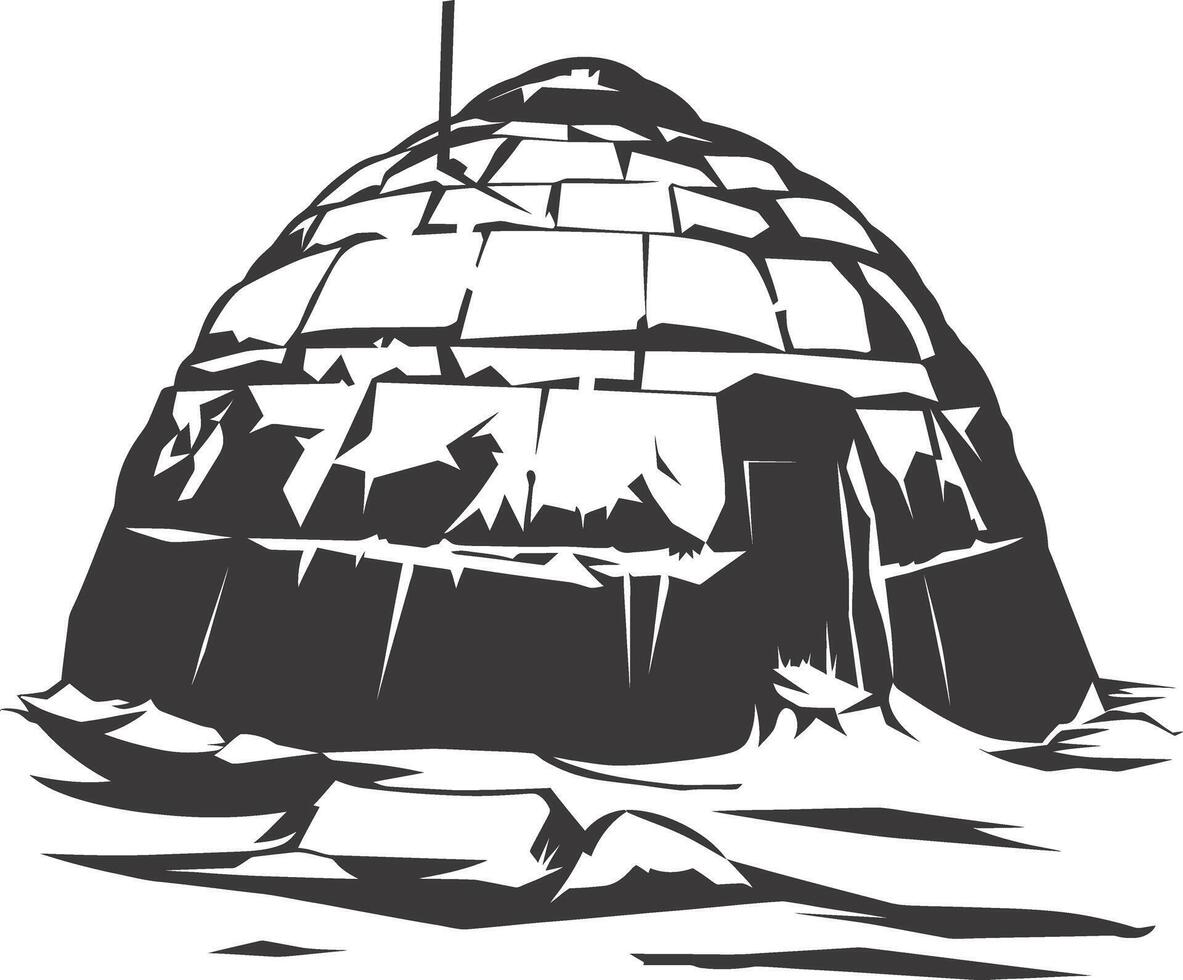 ai gegenereerd silhouet iglo de Eskimo tribal huis zwart kleur vector