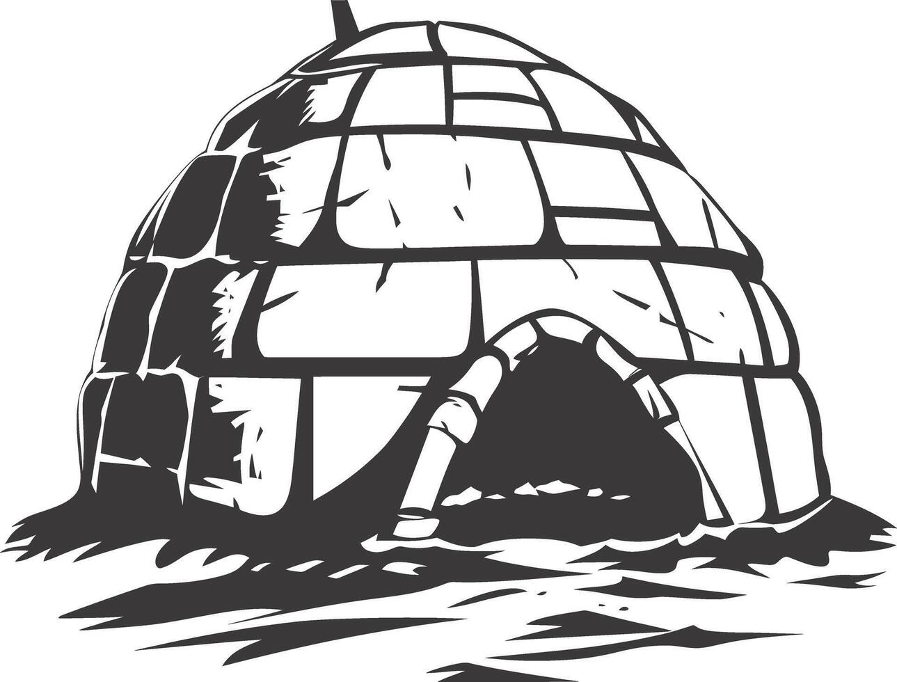 ai gegenereerd silhouet iglo de Eskimo tribal huis zwart kleur vector